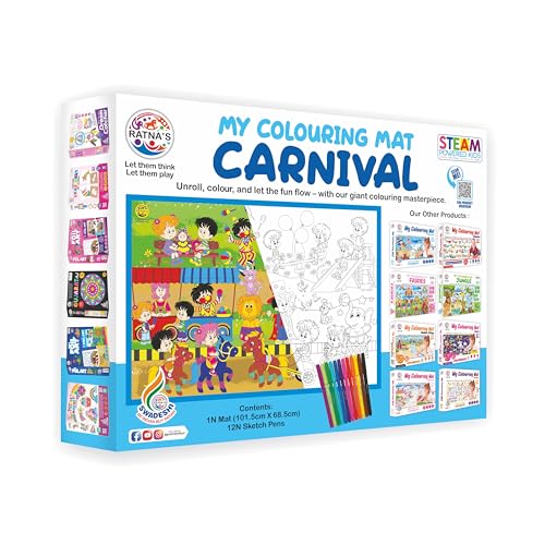 Preview image 4th product image for My Coloring Mat - Carnival Print - 40x27 - Washable and Reusable - Kids Coloring Kit - BachcheCompany.com