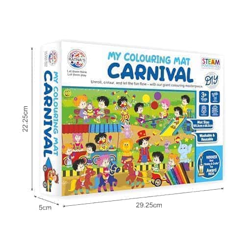 Preview image 5th product image for My Coloring Mat - Carnival Print - 40x27 - Washable and Reusable - Kids Coloring Kit - BachcheCompany.com