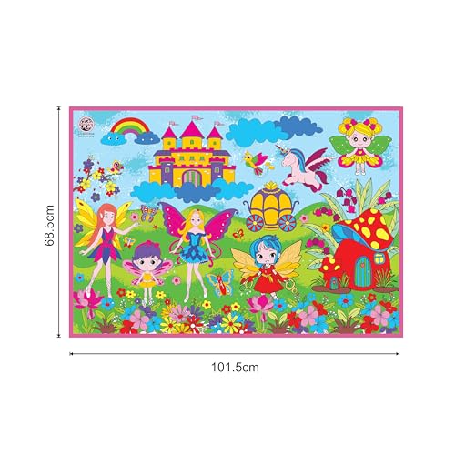 Preview image 3rd product image for My Coloring Mat: Fairies Print - 40x27, Washable and Reusable - for Kids 3+ | Assorted Design - BachcheCompany.com