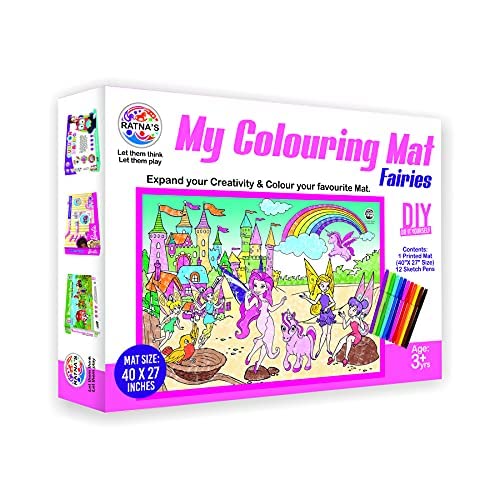 Preview image 6th product image for My Coloring Mat: Fairies Print - 40x27, Washable and Reusable - for Kids 3+ | Assorted Design - BachcheCompany.com