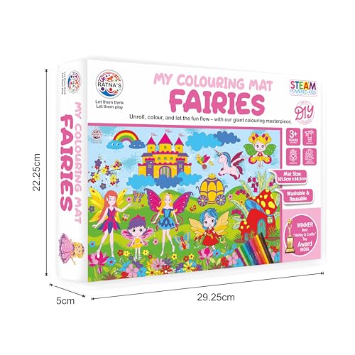 Preview image 7th product image for My Coloring Mat: Fairies Print - 40x27, Washable and Reusable - for Kids 3+ | Assorted Design - BachcheCompany.com