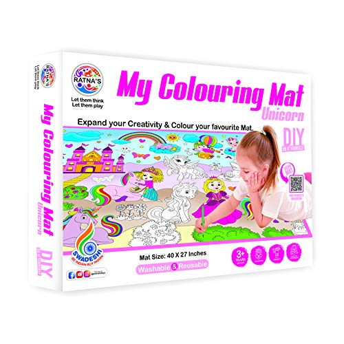 Preview image Reusable Unicorn Colouring Mat for Kids | 40x27 Size - BachcheCompany.com