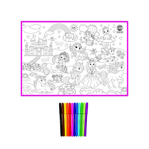 Preview image 2nd product image for Reusable Unicorn Colouring Mat for Kids | 40x27 Size - BachcheCompany.com