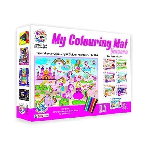 Preview image 5th product image for Reusable Unicorn Colouring Mat for Kids | 40x27 Size - BachcheCompany.com