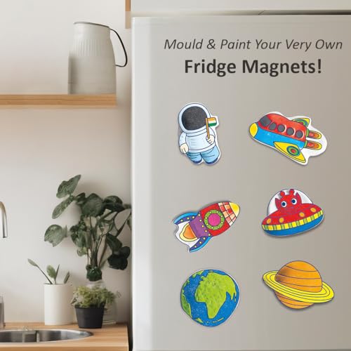 5th product image for Space Themed DIY Kit: Create Plaster Magnets & Badges - 6 Moulds- BachcheCompany.com