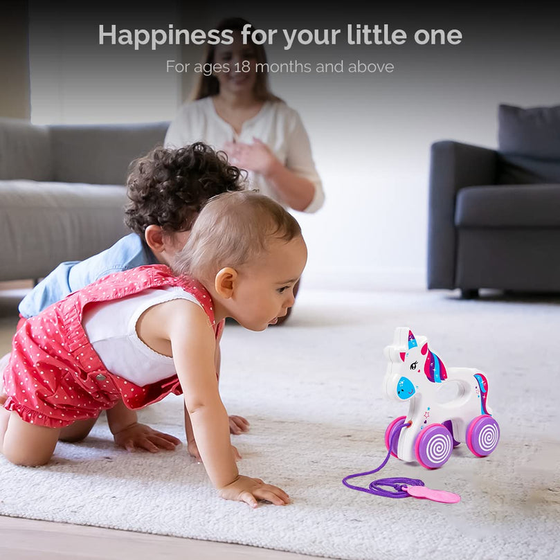 6th product image for Sparky The Unicorn: Pull Along Toy for Infants - BachcheCompany.com