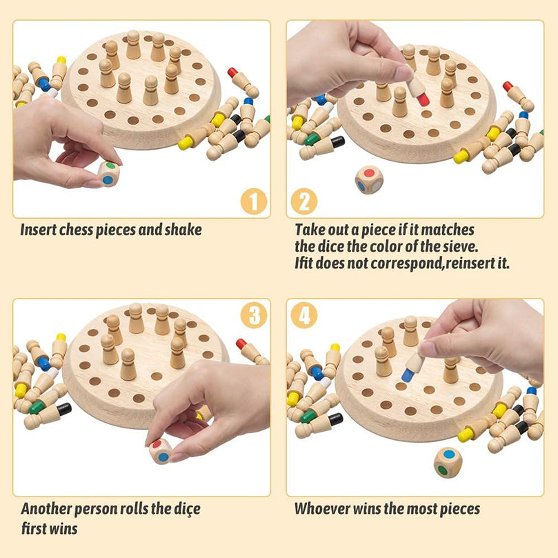 2nd product image for Wooden Memory Matchstick Chess Game for Kids - BachcheCompany.com