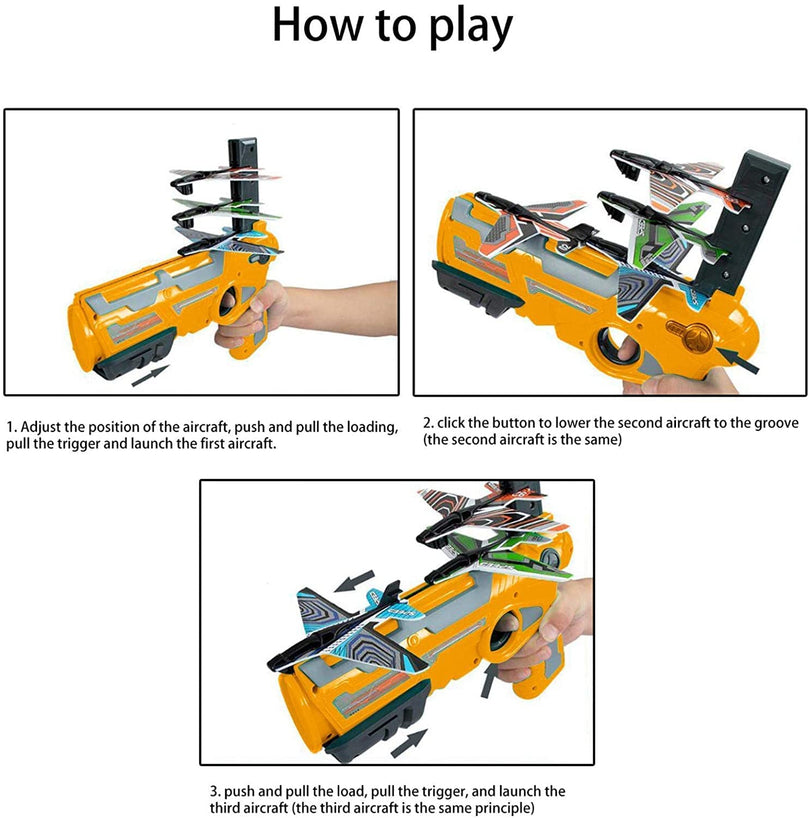 3rd product image for Air Battle Gun Toy for Kids - 4 Foam Airplanes and Pistol Shooting - BachcheCompany.com