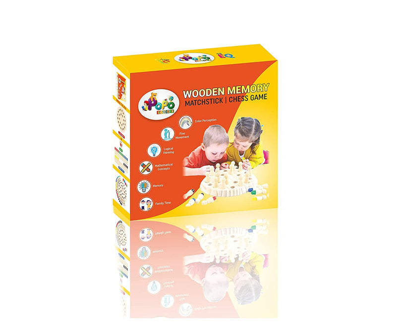 3rd product image for Wooden Memory Matchstick Chess Game for Kids - BachcheCompany.com
