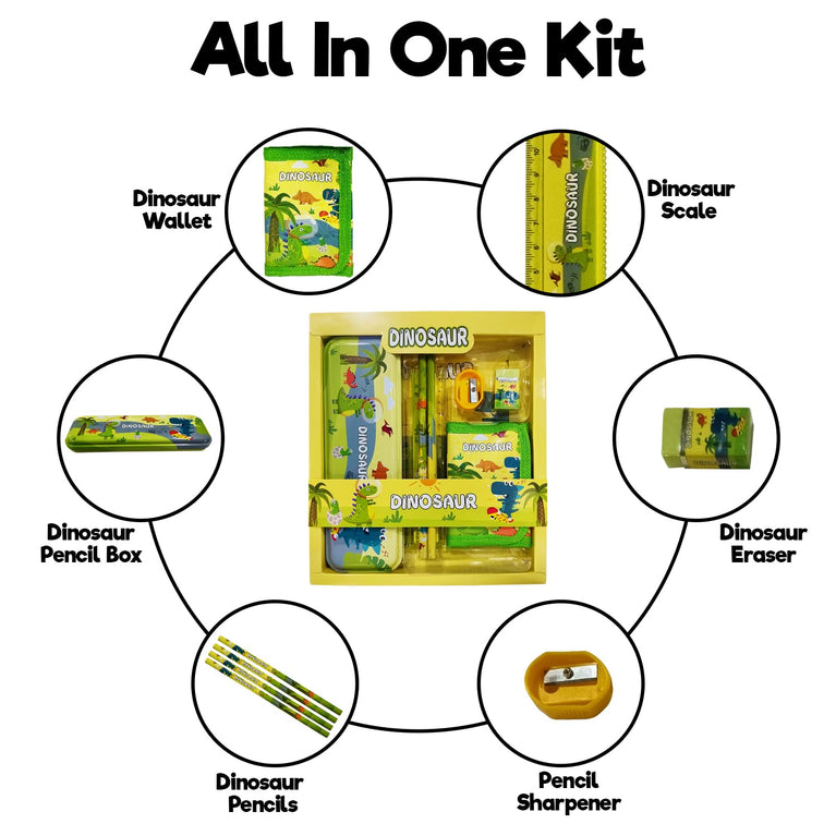 Preview image 2 for Dinosaur Stationery Set for Kids - 7 Pcs Gift Kit
