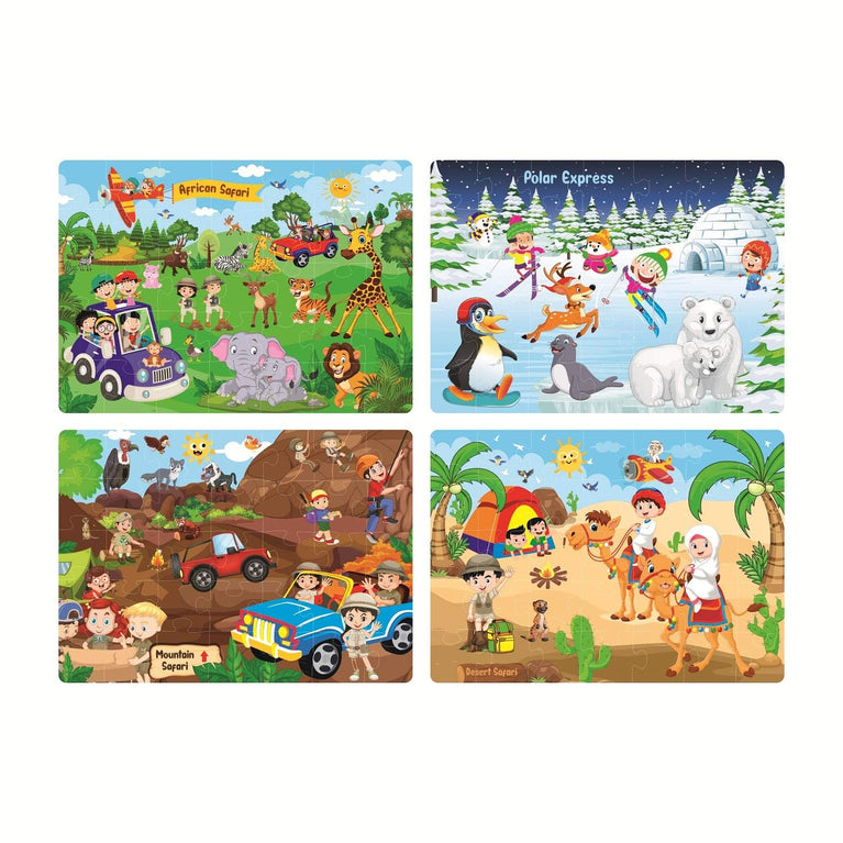 Preview image 2 for 4-in-1 Safari World Jigsaw Puzzle for Kids | 35 Pieces Each