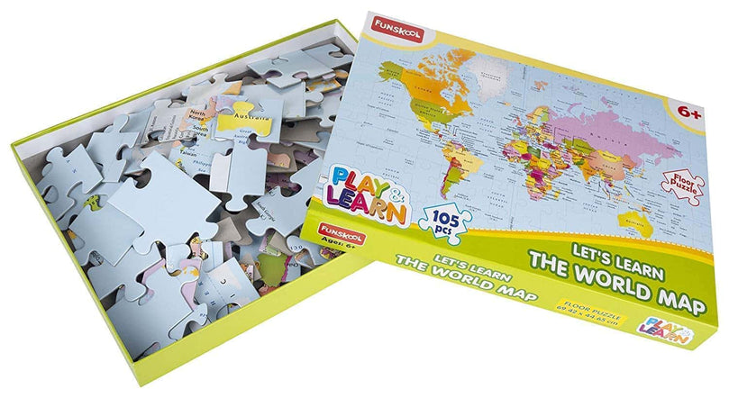 5th product image for Funskool World Map Puzzle for 6+ Kids - BachcheCompany.com