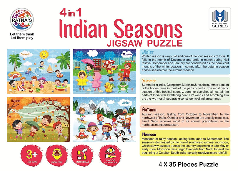 3rd product image for 4-in-1 Indian Seasons Jigsaw Puzzle for Kids - BachcheCompany.com
