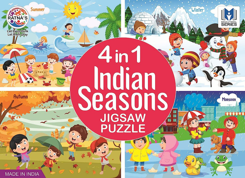 2nd product image for 4-in-1 Indian Seasons Jigsaw Puzzle for Kids - BachcheCompany.com