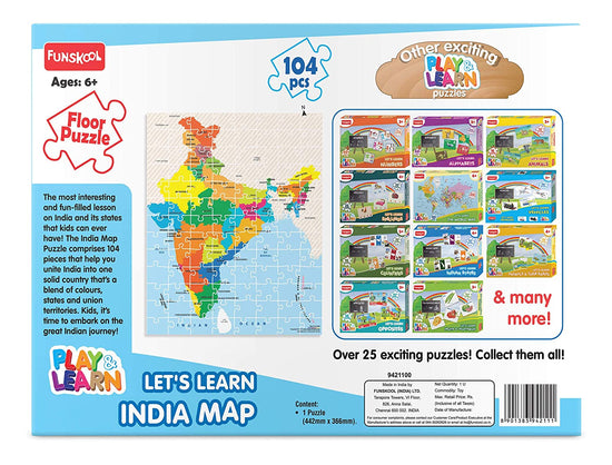 3rd product image for Funskool India Toy Map Puzzle for Kids 6+ - BachcheCompany.com