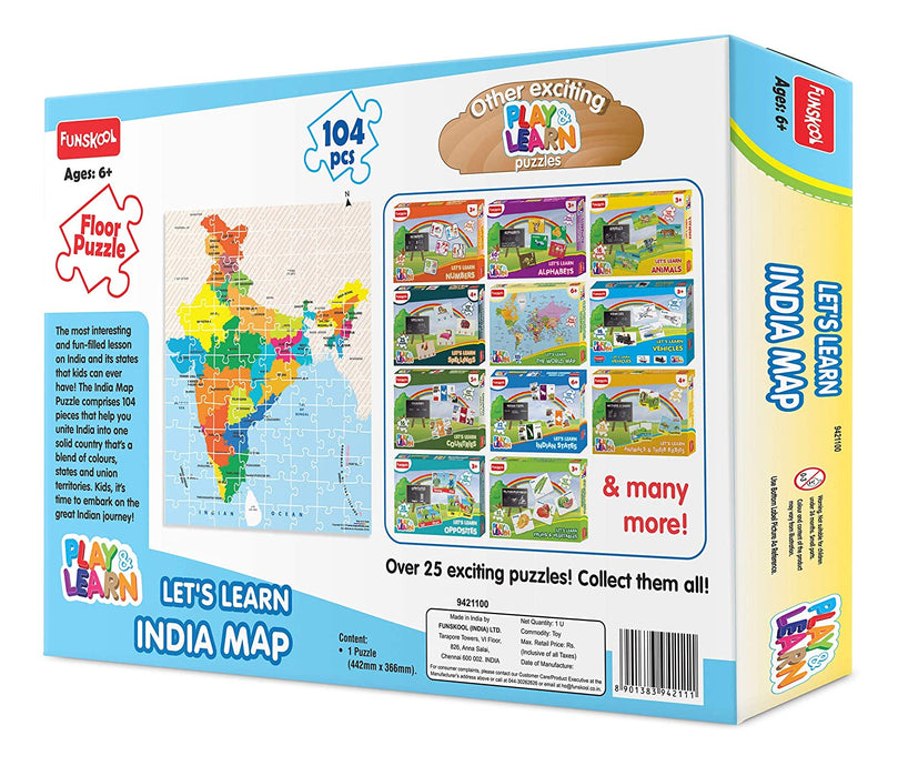 2nd product image for Funskool India Toy Map Puzzle for Kids 6+ - BachcheCompany.com