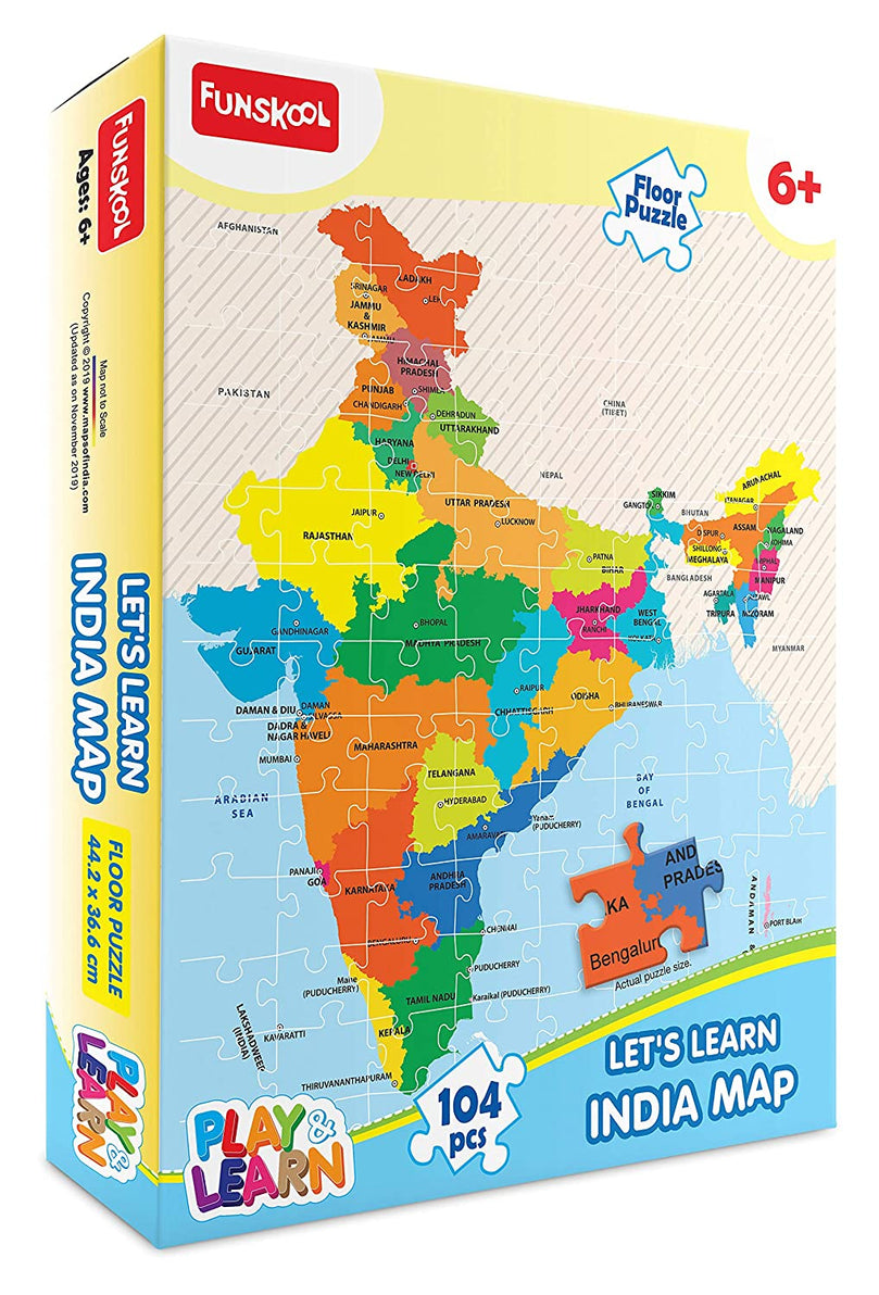 4th product image for Funskool India Toy Map Puzzle for Kids 6+ - BachcheCompany.com