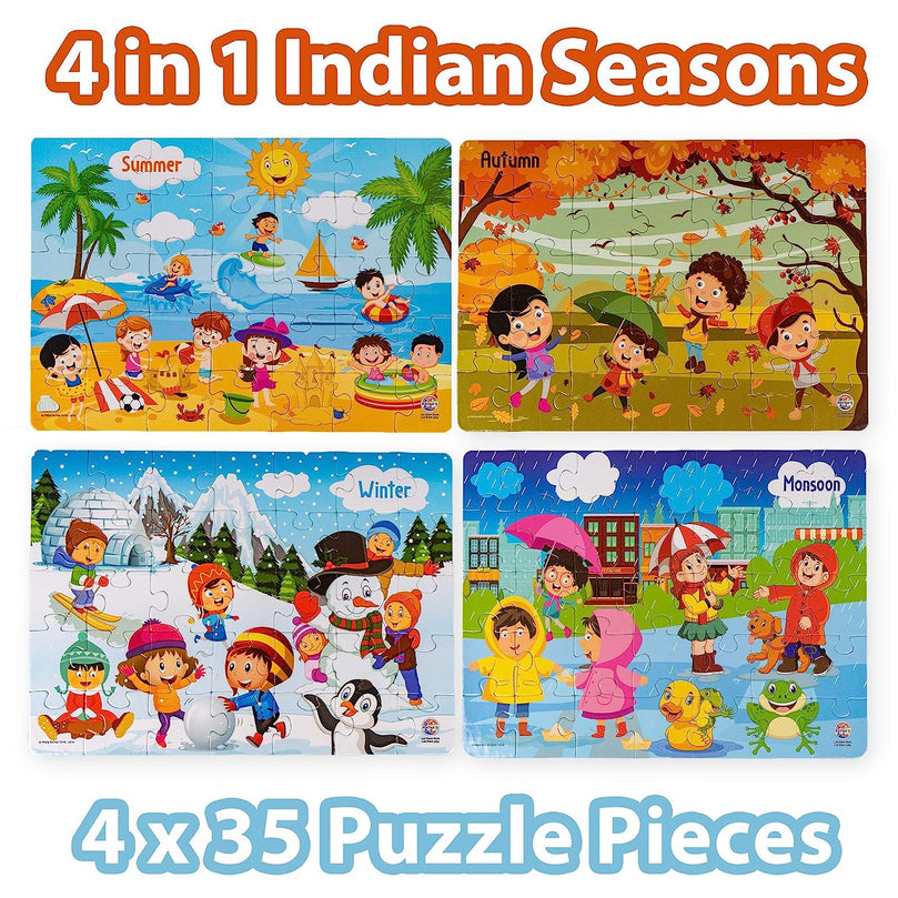 6th product image for 4-in-1 Indian Seasons Jigsaw Puzzle for Kids - BachcheCompany.com