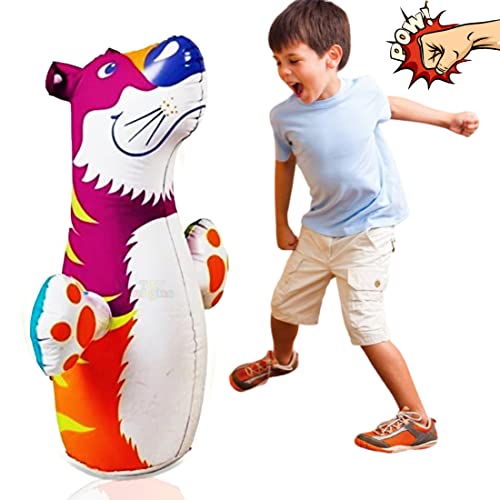 Preview image 1 Product Image for - BC9046648389945 for 3D Inflatable Tiger Punching Bag for Kids - Water and Air Base Toy for Toddlers!