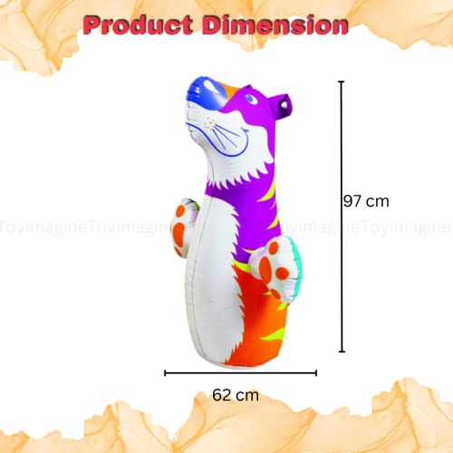 2nd product image for 3D Inflatable Tiger Punching Bag for Kids - Water and Air Base Toy for Toddlers! - BachcheCompany.com