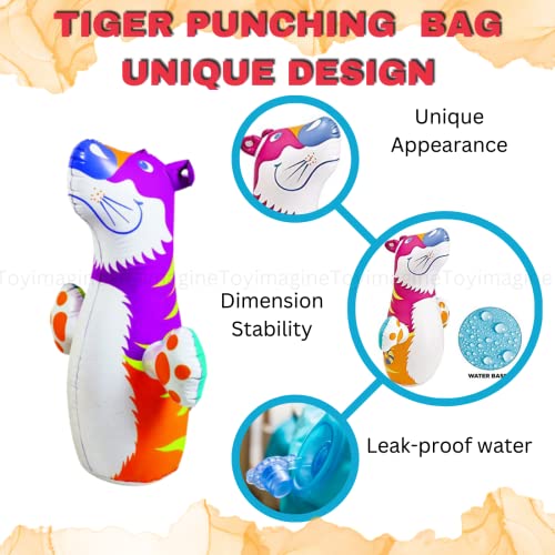 4th product image for 3D Inflatable Tiger Punching Bag for Kids - Water and Air Base Toy for Toddlers! - BachcheCompany.com