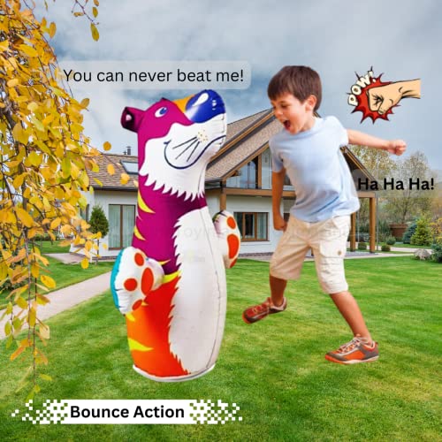 5th product image for 3D Inflatable Tiger Punching Bag for Kids - Water and Air Base Toy for Toddlers! - BachcheCompany.com