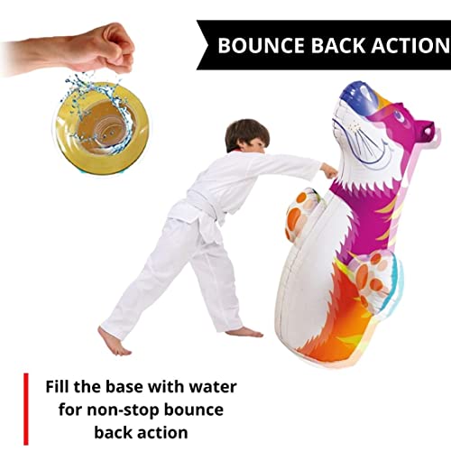 6th product image for 3D Inflatable Tiger Punching Bag for Kids - Water and Air Base Toy for Toddlers! - BachcheCompany.com