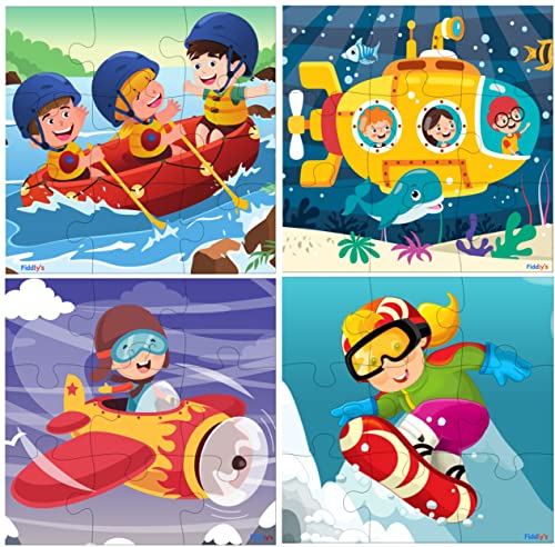 Preview image 1 Product Image for - BC9046895624505 for 9-Piece Wood Jigsaw Puzzles for Kids - Adventure Pack of 4