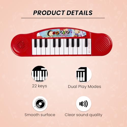 Preview image 3 Product Image for - BC9047230808377 for Portable Mini Piano Keyboard for Kids - Red Color