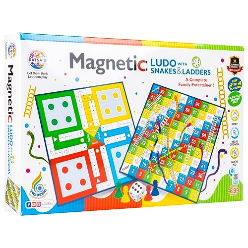 Preview image 1 Product Image for - BC9047431545145 for Fun Family Game: Magnetic Snakes and Ladders + Ludo