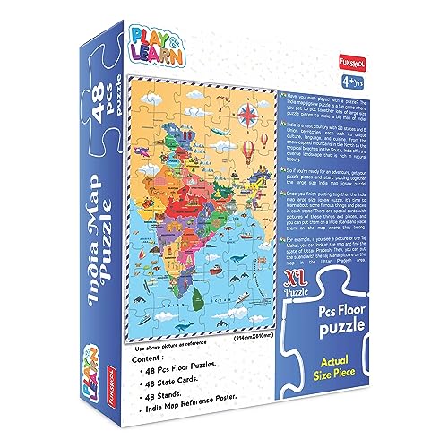 Preview image 2 Product Image for - BC9047659839801 for 3-Foot Educational India Map Puzzle for 3+ Year Olds
