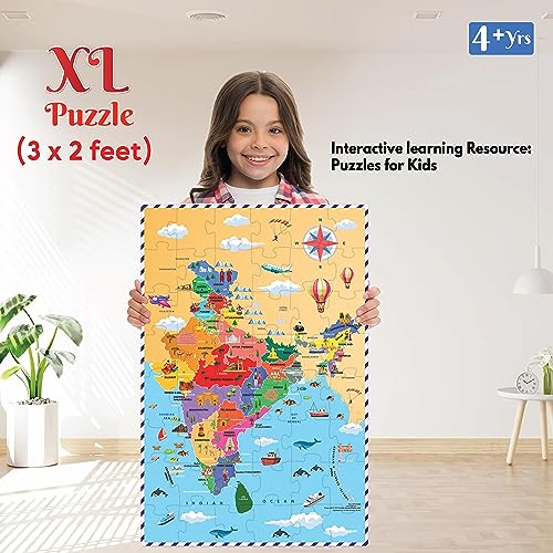 Preview image 3 Product Image for - BC9047659839801 for 3-Foot Educational India Map Puzzle for 3+ Year Olds