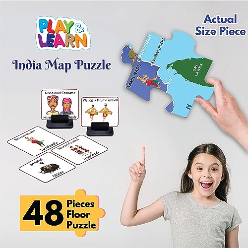 Preview image 4 Product Image for - BC9047659839801 for 3-Foot Educational India Map Puzzle for 3+ Year Olds