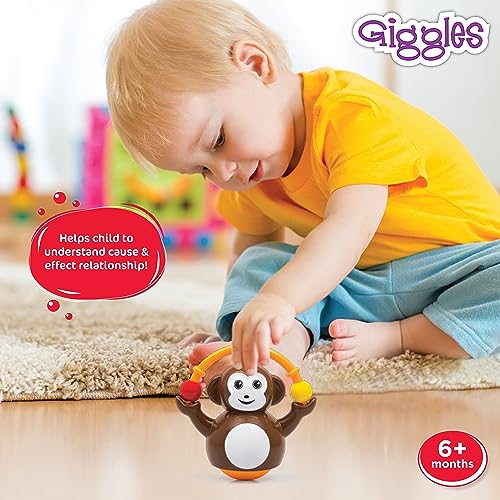 3rd product image for Funskool Giggles Push n Crawl Monkey: Tummy Time Toy - BachcheCompany.com