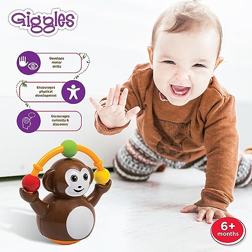4th product image for Funskool Giggles Push n Crawl Monkey: Tummy Time Toy - BachcheCompany.com