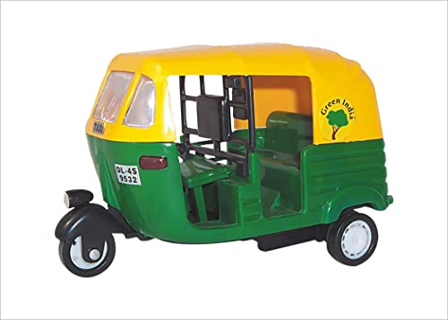 2nd product image for Plastic Pull Back Auto Rickshaw - Multicolour (1 pc, 36 months) - BachcheCompany.com