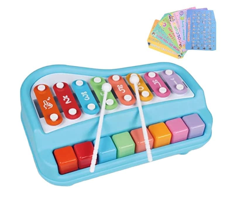 Musical Multi-Keys Xylophone and Piano for Kids - Non-Toxic and Non-Battery - 8 Keys Blue - BachcheCompany.com