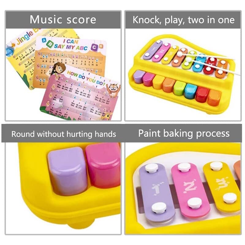 3rd product image for Kids 2-in-1 Piano Xylophone: Musical Instrument with 8-Key Scales and Music Cards - BachcheCompany.com