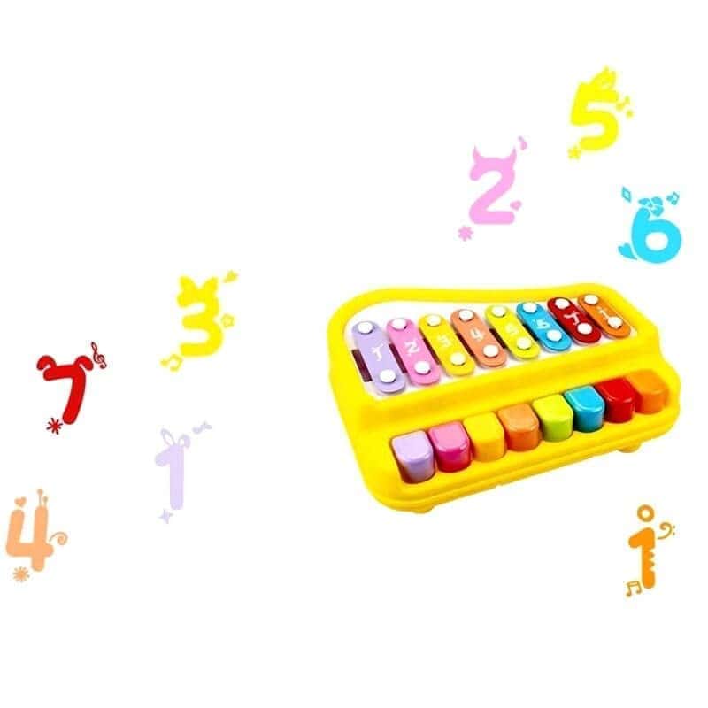 5th product image for Kids 2-in-1 Piano Xylophone: Musical Instrument with 8-Key Scales and Music Cards - BachcheCompany.com