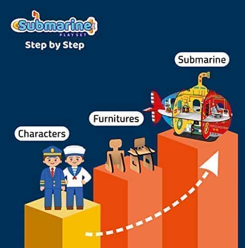 9th product image for Wooden Submarine Doll House Playset | All-Side Play for Boys and Girls - BachcheCompany.com