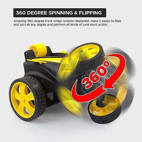 2nd product image for 360° RC Stunt Car - Yellow | Kids' Electric Race Toy - BachcheCompany.com