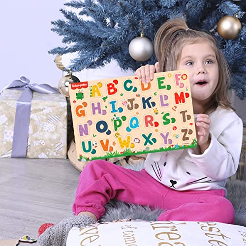 5th product image for Wooden Alphabet Puzzle Toy for Kids | Educational Pre-School Game - BachcheCompany.com