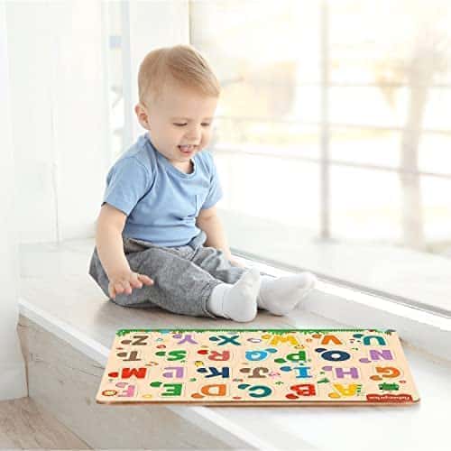 7th product image for Wooden Alphabet Puzzle Toy for Kids | Educational Pre-School Game - BachcheCompany.com