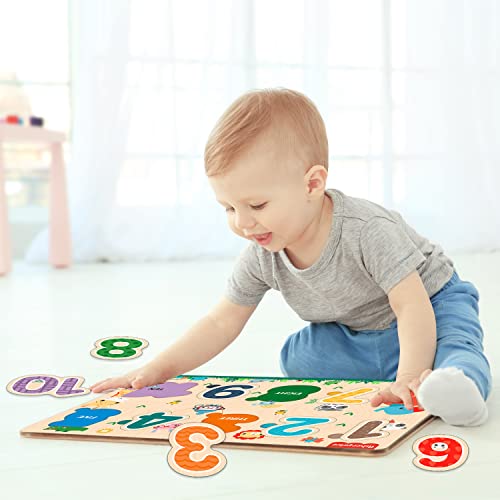 4th product image for Wooden Counting Number Puzzle Toy for Kids – Montessori Educational - BachcheCompany.com