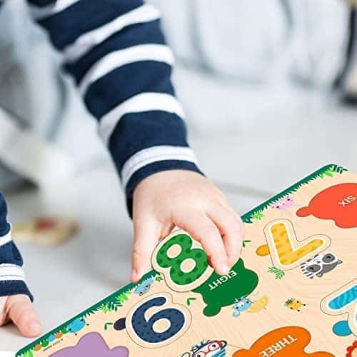 5th product image for Wooden Counting Number Puzzle Toy for Kids – Montessori Educational - BachcheCompany.com