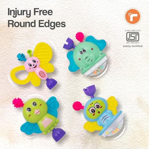 2nd product image for Jingle Safari Rattles and Teether Toys - Lightweight 5pc Set for Newborns - BachcheCompany.com
