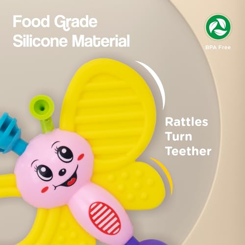 3rd product image for Jingle Safari Rattles and Teether Toys - Lightweight 5pc Set for Newborns - BachcheCompany.com
