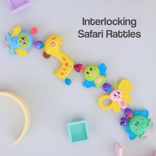 6th product image for Jingle Safari Rattles and Teether Toys - Lightweight 5pc Set for Newborns - BachcheCompany.com