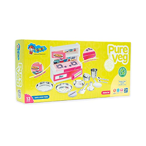 Roleplay Kitchen Set for Kids - Pure Veg Big Kitchen Set - BachcheCompany.com
